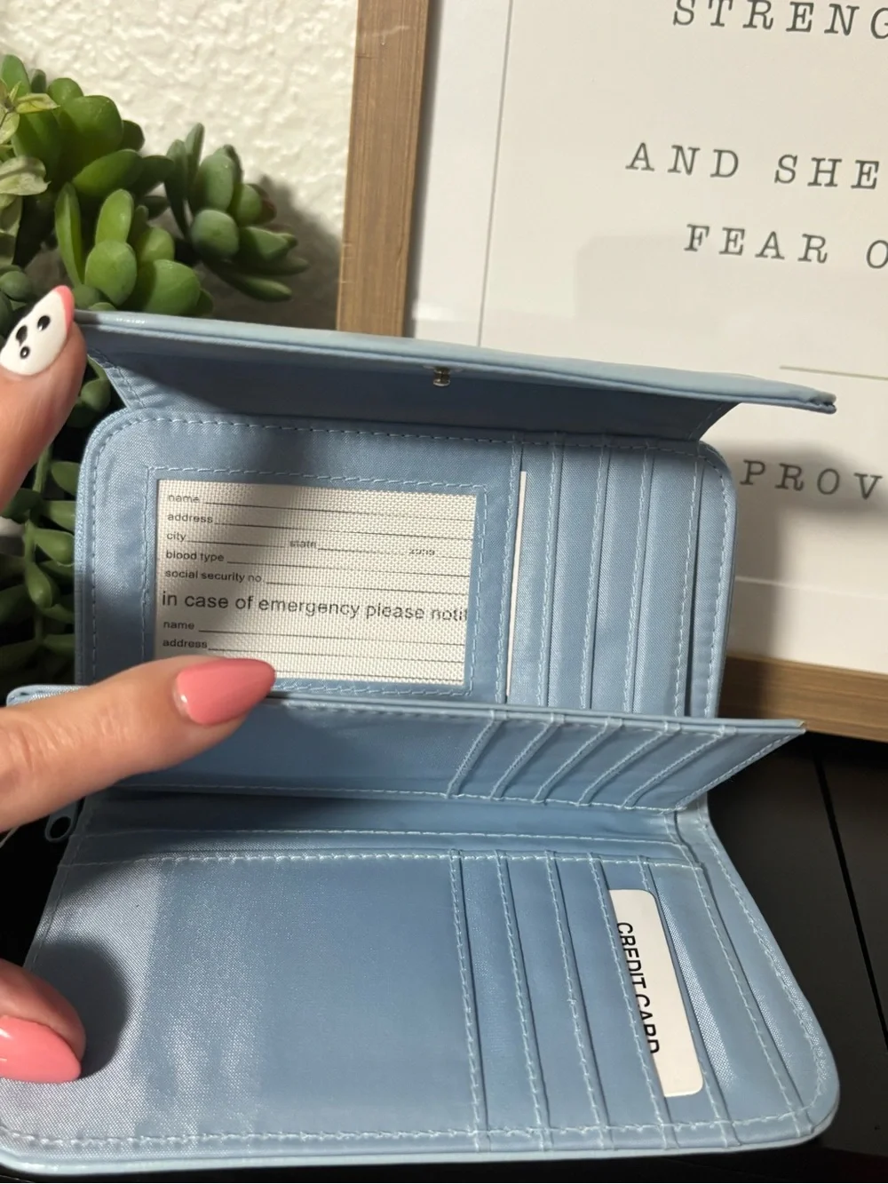 Women's Light Blue Faux Leather Wallet